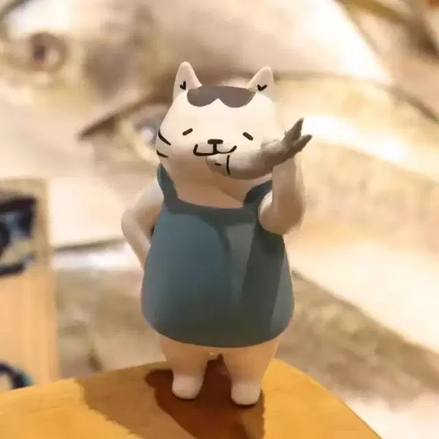 일하는 시골 고양이 피규어