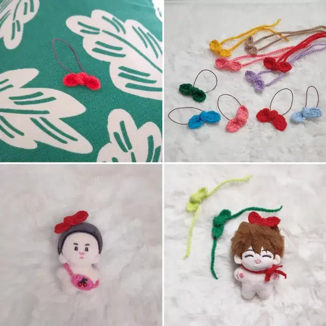 5cm 인형옷 헤어리본 솜뭉치 인형 뜨개 리본 머리띠