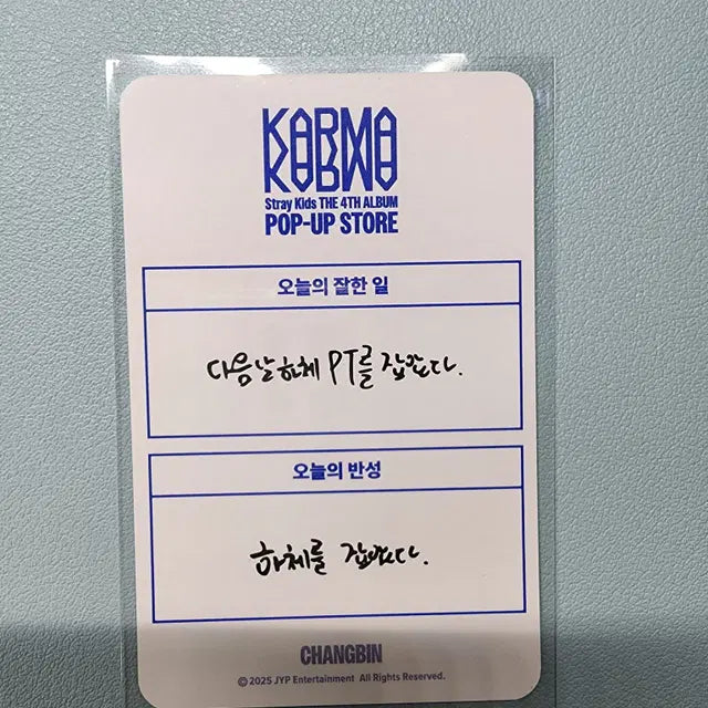 스키즈 카르마 팝업 창빈