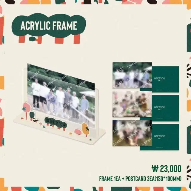 방탄 인더숲 팝업 굿즈 패브릭포스터, 아크릴프레임, 포스트카드북 미개봉