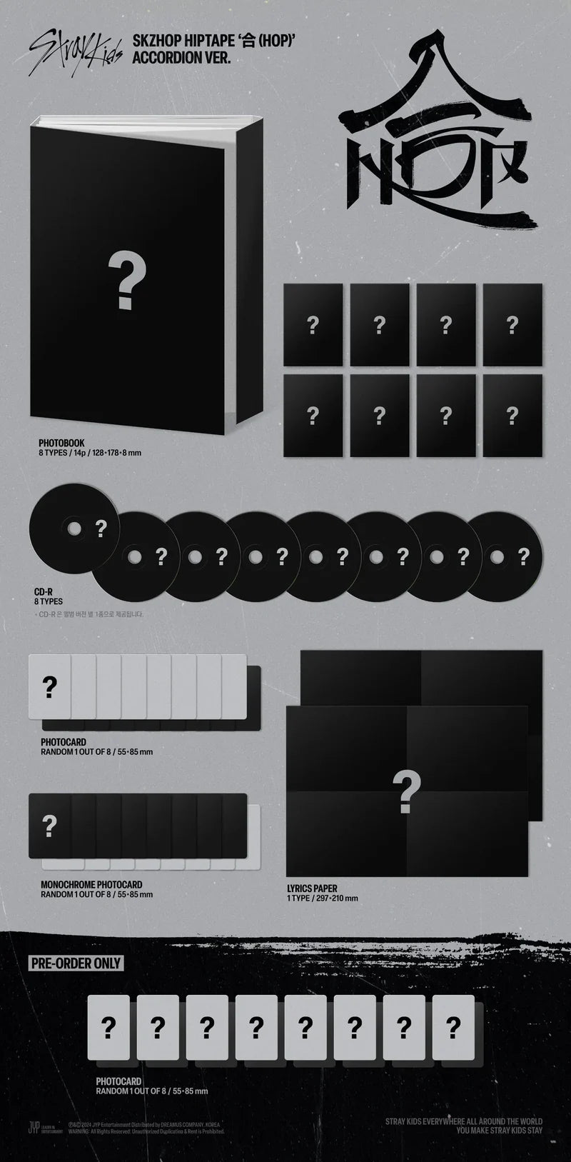 STRAY KIDS - SKZHOP HIPTAPE '合(HOP)' + 「JYP Pre-Order Gift」 + Free Photocard Sorting (Optional)