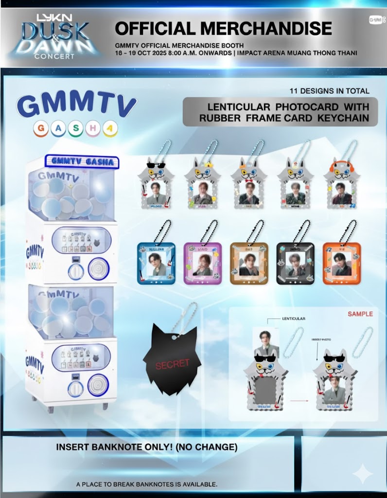 GMMTV - LYKN GASHA LENTICULAR PHOTOCARD WITH RUBBER FRAME CARD KEYCHAIN【LYKN DUSK & DAWN CONCERT】