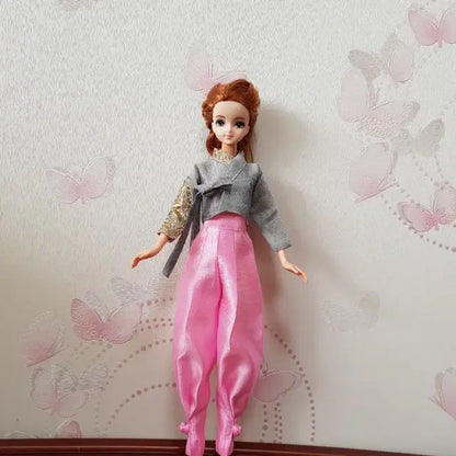 인형옷(분홍 바지,그레이 저고리)