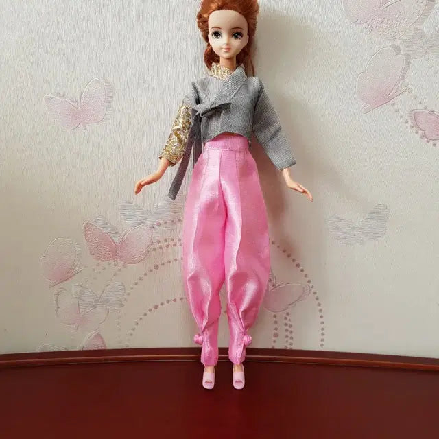 인형옷(분홍 바지,그레이 저고리)