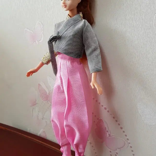 인형옷(분홍 바지,그레이 저고리)