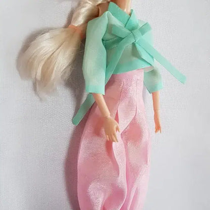 인형옷(연분홍바지,민트저고리)