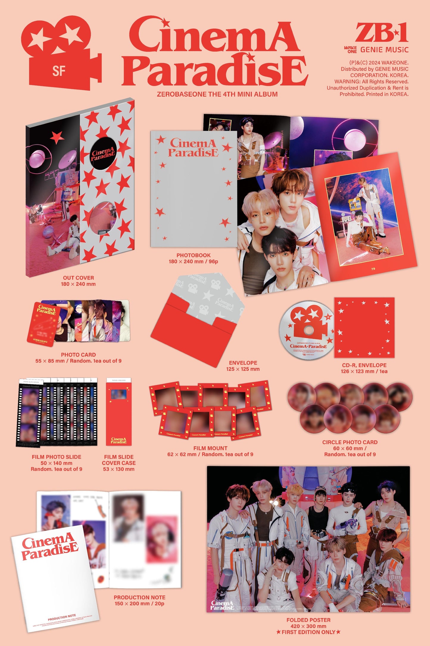 ZEROBASEONE (ZB1) - 4th Mini Album [CINEMA PARADISE] (ROMANCE Ver. / SF Ver.)