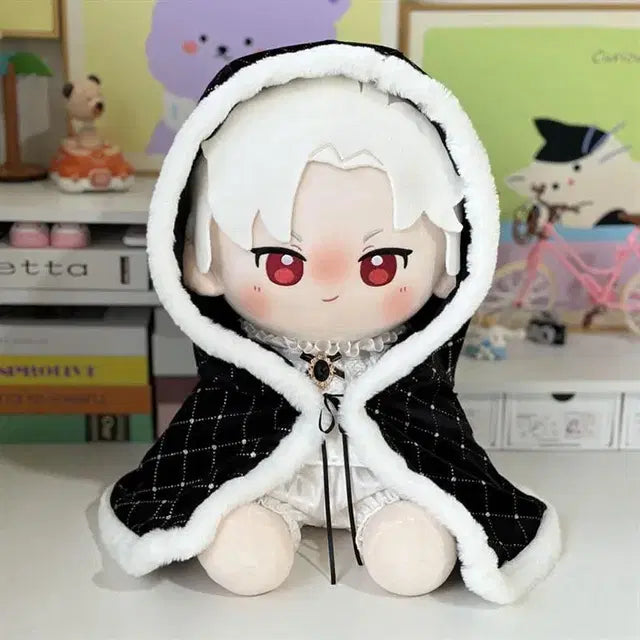 40cm 솜인형 옷 로얄 벨벳 케이프 체크 포인트 망토룩