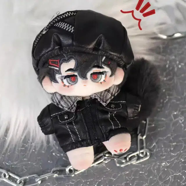 10cm인형옷 레더베레모자켓세트