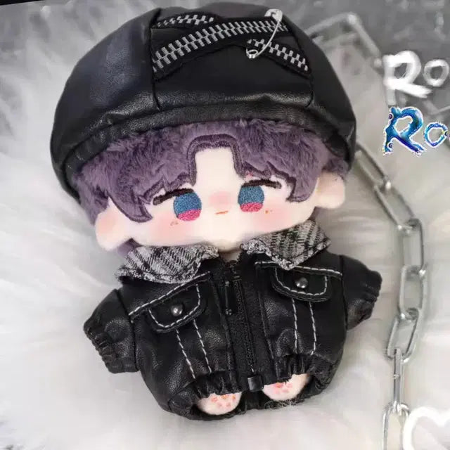 10cm인형옷 레더베레모자켓세트