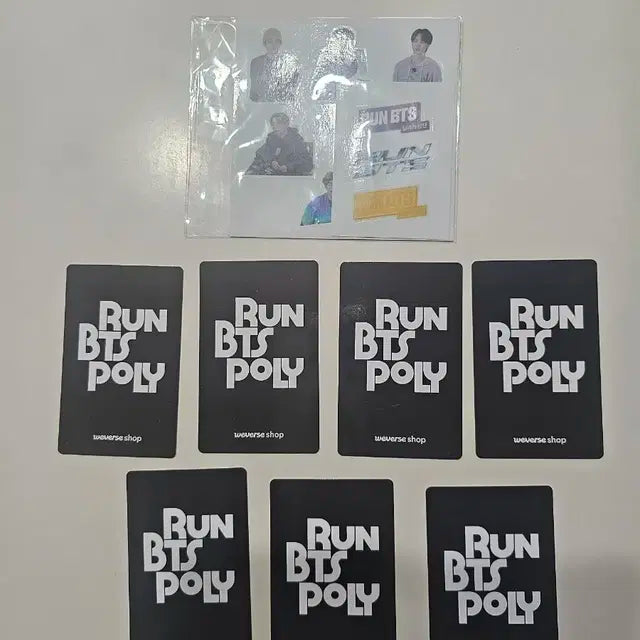달려라방탄  RUN BTS POLY 이벤트 포토카드 7장 + 스티커