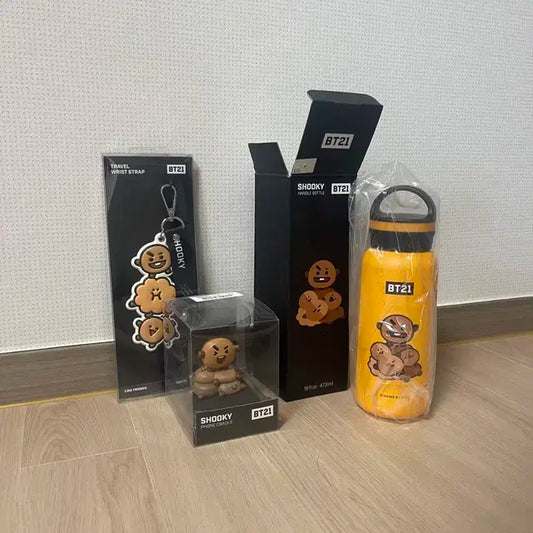 BT21 슈키 굿즈 텀블러 스트랩 거치대 세트