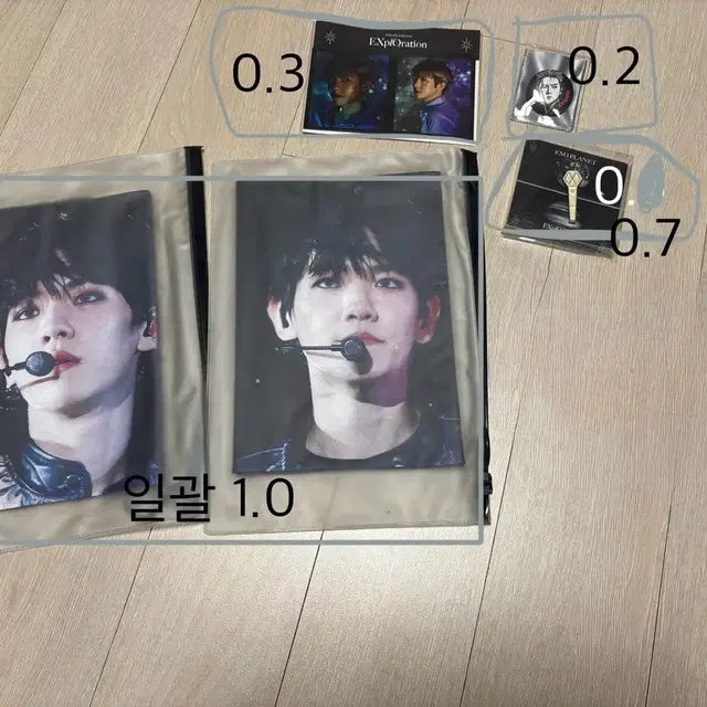 엑소 백현 세훈 야광봉 뱃지 굿즈