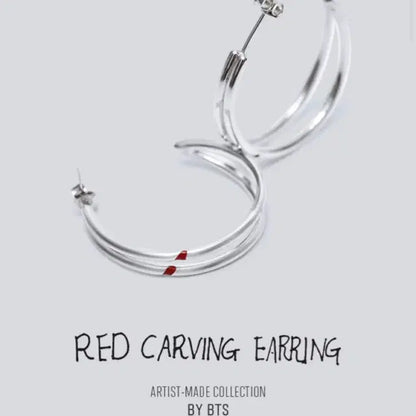 BY BTS JIMIN Red-Carving 지민 귀걸이 미개봉