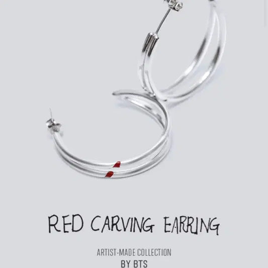 BY BTS JIMIN Red-Carving 지민 귀걸이 미개봉