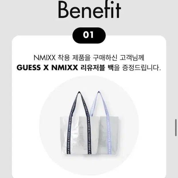 엔믹스 게스 가방 타포린백 nmixx 리유저블