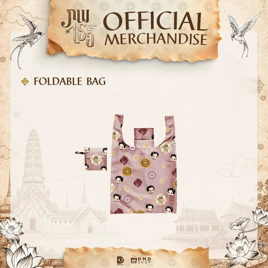 DMD Domundi Love Upon A Time Official Merchandise Foldable Bag foldable bag tote bag shopping bag travel bag merch GMMTV style Thai BL series DMD entertainment Domundi actors BL couple content romance drama fan merch collection photobook companion item event merchandise fan meeting goods collectible foldable tote bag reusable bag eco bag fashion merch limited edition pre-order webshop online store web shop official merchandise fan merch collection gift store EU UK Europe USA shipping international store fan