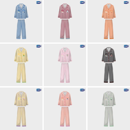 The GMMTV pajamas come in many variations: Lykn – Lykou, Williamest – Wesley (sold out), Kristsingto – KingM an Offgun – Babii, Earthmix – Mr. Saturnworld, Bounprem – Paody, Pondphuwin – Permpoon, Forcebook – Tomafox, Joongdunk – Jaidee, Jimmysea – Avocean, Firstkhaotung – Yuzu Muzu, Geminifourth – Look Khun Noo, Seakeen – Nong Nooong, Greatinn – Angelo, Juniormark – Jummo, Jossgawin – Guinzly (sold out), Markohm – Momo, Milklove – Muv Muv, Namtanfilm – Lunar, Emibonnie – Amy, Win – Metaa, Nanon – Nilknhake