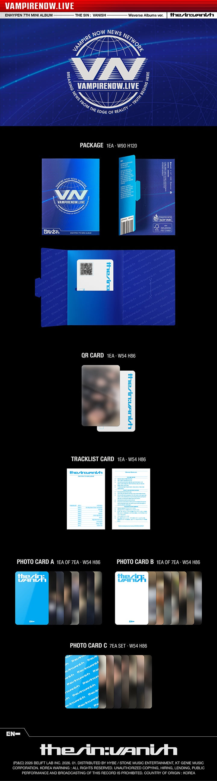 ENHYPEN 'THE SIN : VANISH' WEVERSE ALBUMS VER.「+ PRE-ORDER